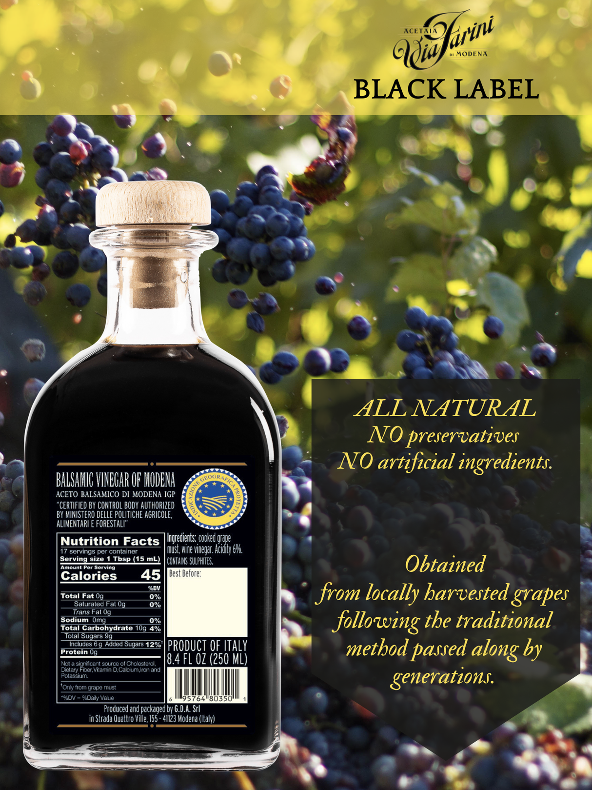 Via Farini Balsamic Vinegar of Modena - Black Label