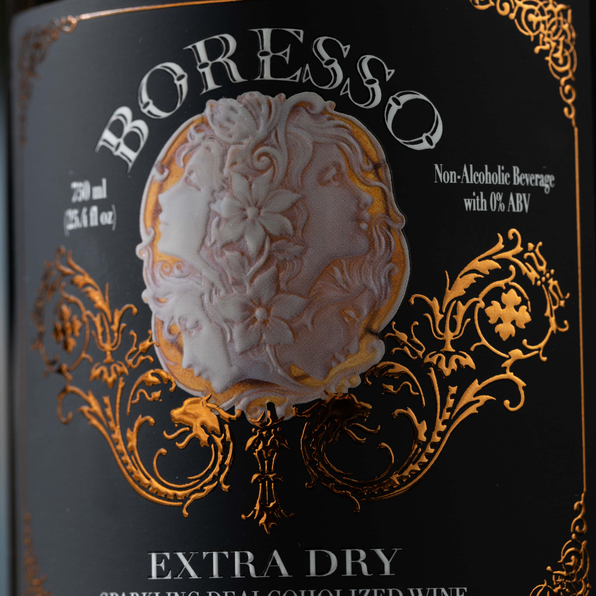 Boresso Sparkling Non-alcoholic Wine From Italy, Extra Dry Dealcoholized, 750ml (25.4 fl oz) Bottle with Gift Box