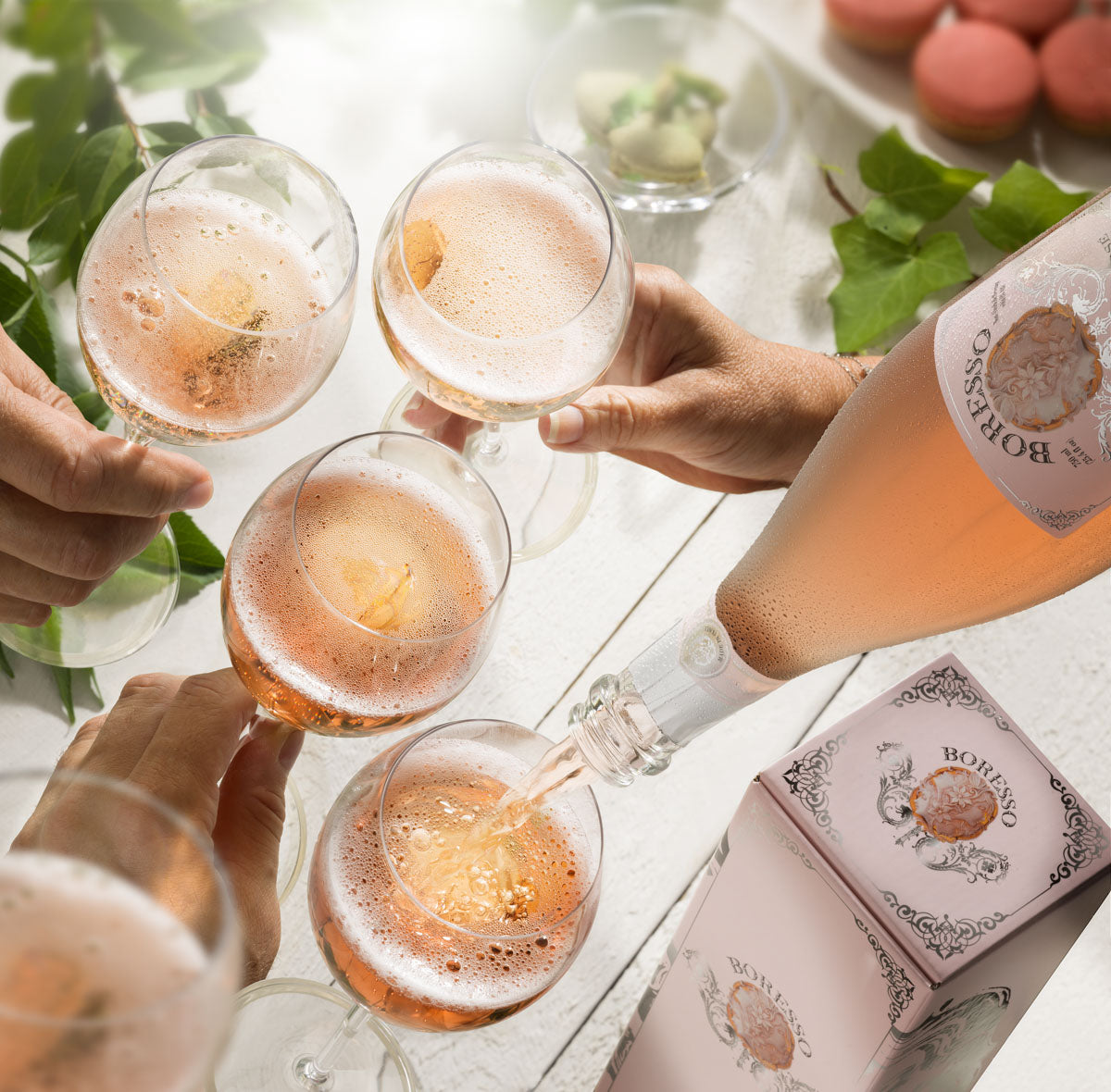 BORESSO Rosé Sparkling Non-alcoholic Wine From Italy, Extra Dry Dealcoholized, 750ml (25.4 fl oz) Bottle with Gift Box