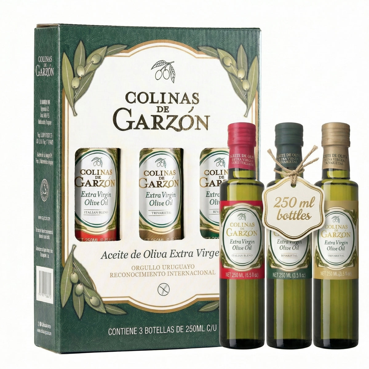 Colinas De Garzon Premium Award Winning Extra Virgin Olive Oil Tasting Set – 3 Pk 250 ml glass bottles