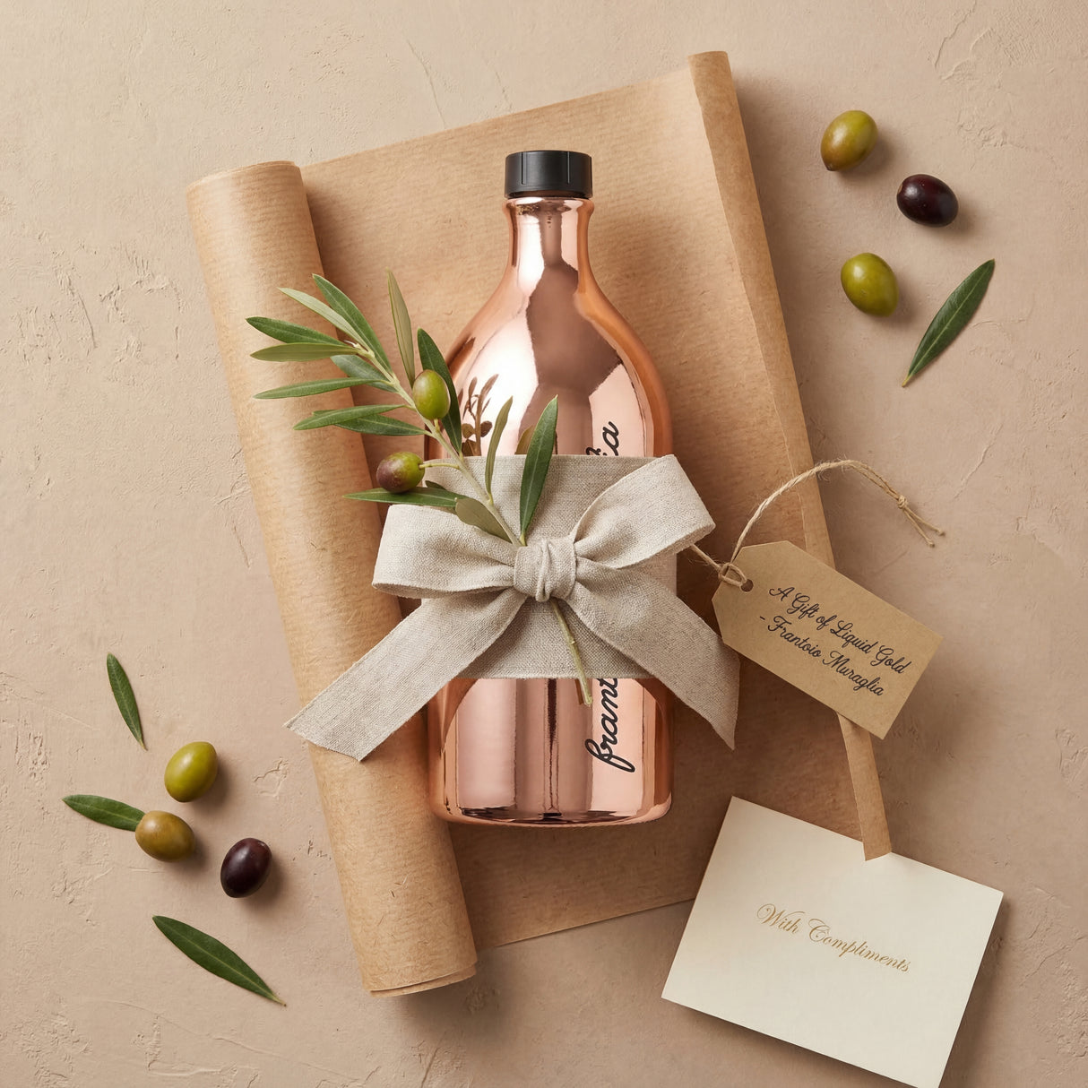 Muraglia Extra Virgin Olive Oil - Rose Gold Ceramic Bottle 17 Fl.oz - International Loft