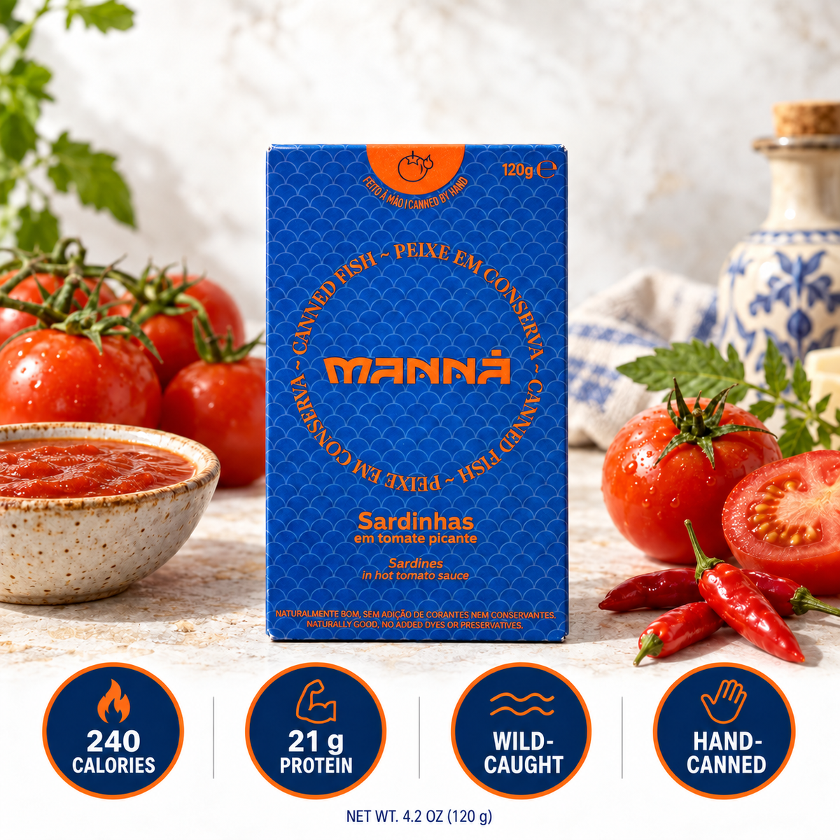 Manná Sardines in Hot Tomato Sauce – 4.2 oz (120 g)
