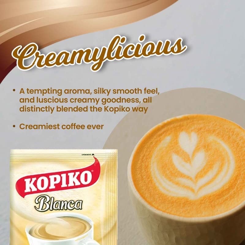 Kopiko Creamy Blanca 3 in 1 Instant Coffee Mix, 30 Packets (30g each)