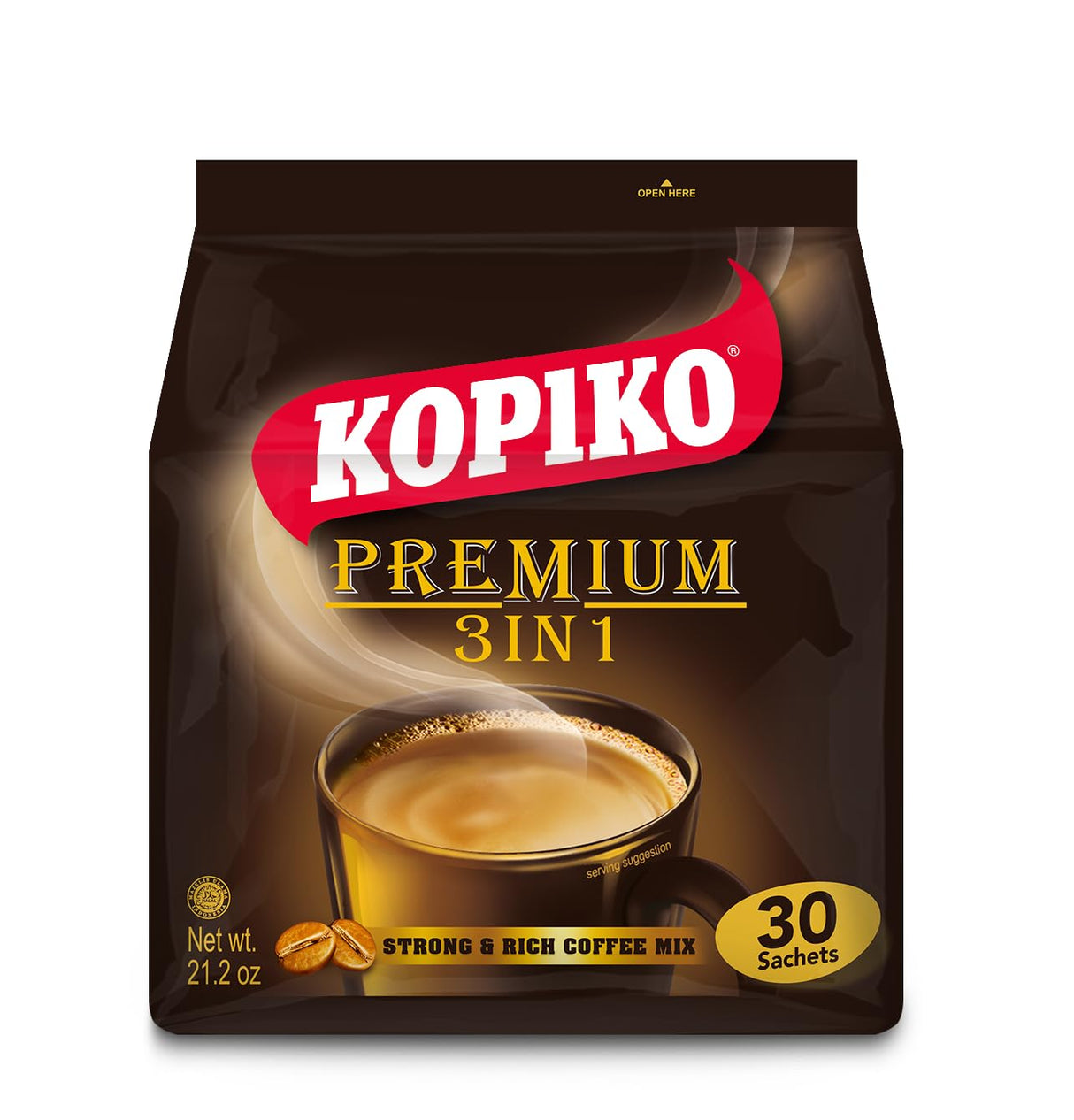 Kopiko Premium 3 in 1 Instant Coffee, 21.2 Oz (30 pack)