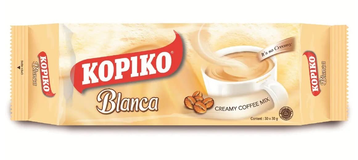 Kopiko Creamy Blanca 3 in 1 Instant Coffee Mix, 30 Packets (30g each)