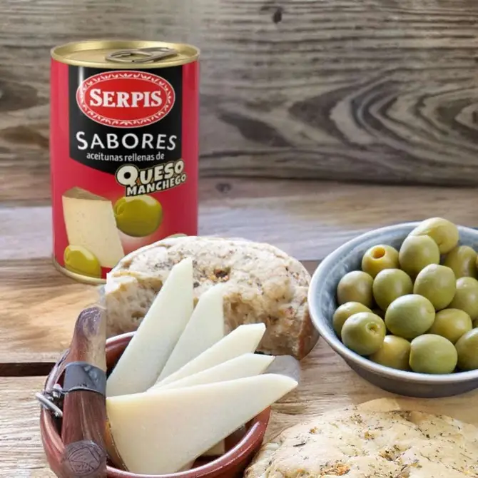 Serpis Manzanilla Green Spanish Olives Stuffed with Manchego 10.6oz (300g)