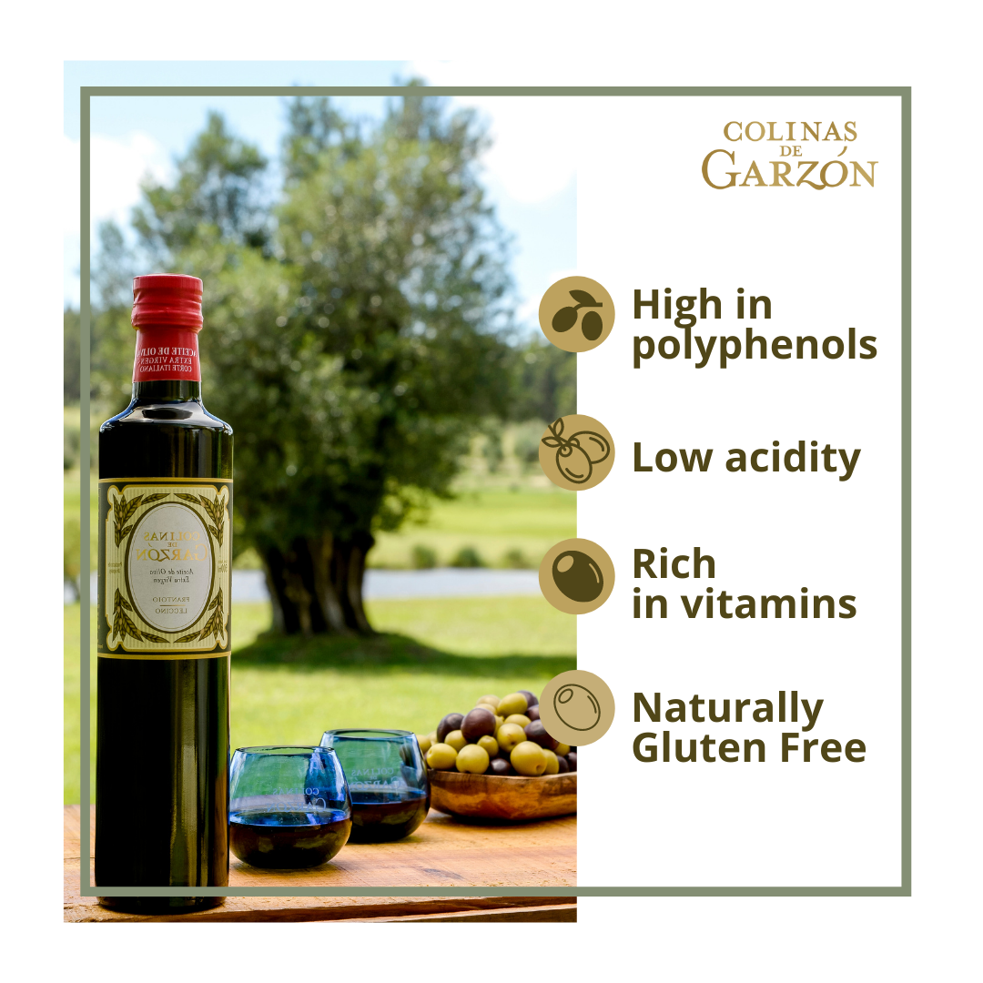 COLINAS DE GARZON ITALIAN BLEND PREMIUM EXTRA VIRGIN OLIVE OIL EARLY HARVERST COLD PRESSED ALL NATURAL BALANCED AND FRESH UNIQUE EVOO FROM THE LITTLE TUSCANY OF URUGUAY 500 ML BOTTLE (17 FL OZ) - International Loft