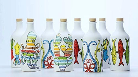 Antico Frantoio Muraglia, Premium Italian Extra Virgin Olive Oil, First Cold Press, Pop Art Collection, PRICKLY PEAR, Collectible Handmade Ceramic Bottle 17 Fl.oz (500 ml) evoo - International Loft