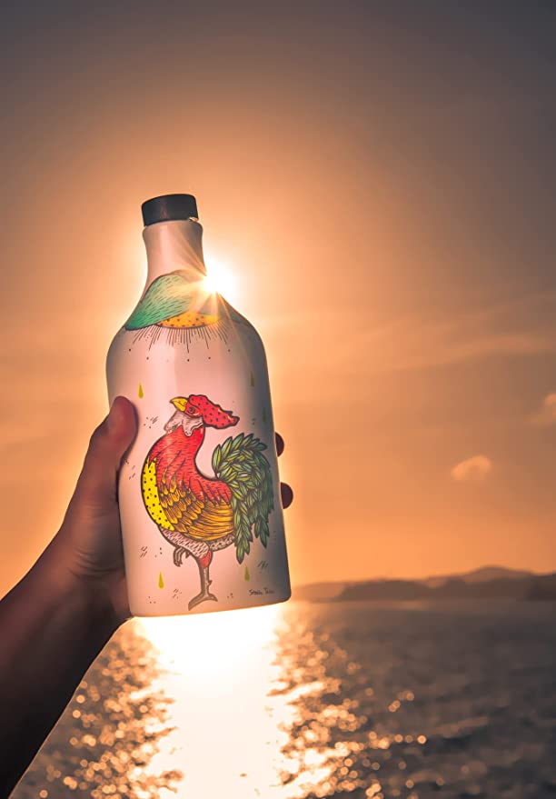 Antico Frantoio Muraglia, Premium Italian Extra Virgin Olive Oil, ROOSTER, Collectible Handmade Ceramic Bottle 16.9 Fl Oz - International Loft