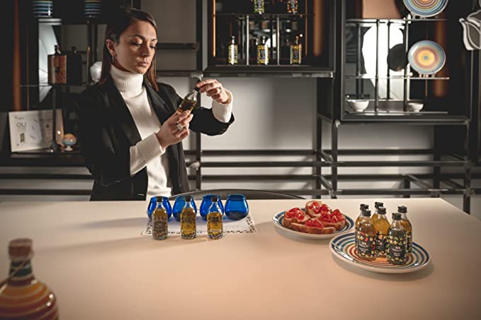 Antico Frantoio Muraglia Flavored EVOO Gourmet Italian Tasting Gift Set Four 1.69 Fl Oz (50 ml) Bottles of Flavored Blends of Natural Herbs and Spices Fresh Chili Pepper, Celery, Ginger, Lemon | Imported from Italy Gift Boxed - International Loft