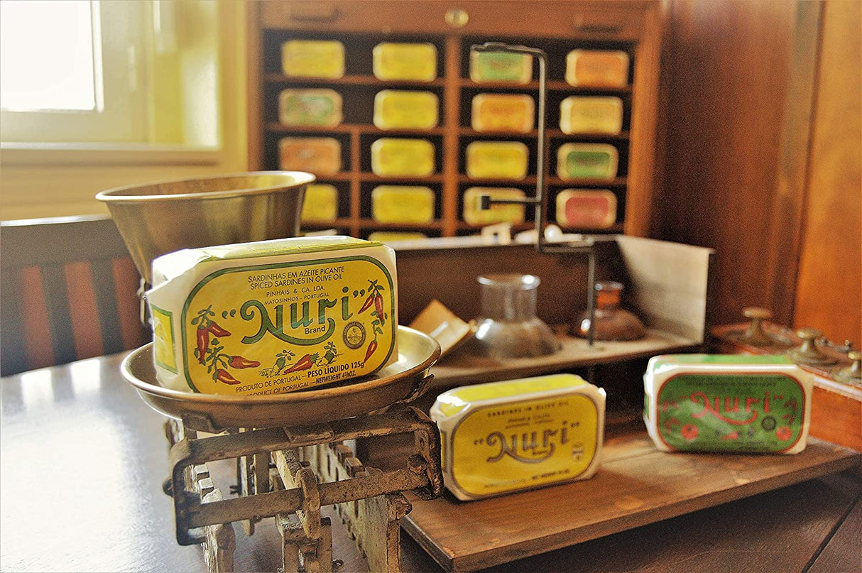 NURI Portuguese Sardines And Mackerel Variety Pack In A Limited Edition Gift Box 6 Pack Bundle One of Each - International Loft