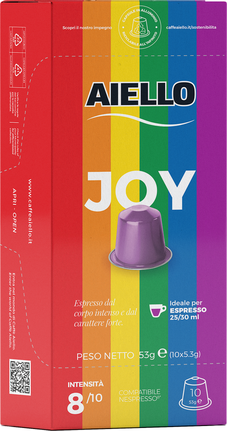 Aiello Caffe Italian Espresso 10 Capsule Pack Compatible with Nespresso Original Machine Single Cup Coffee Pods (Joy) - International Loft