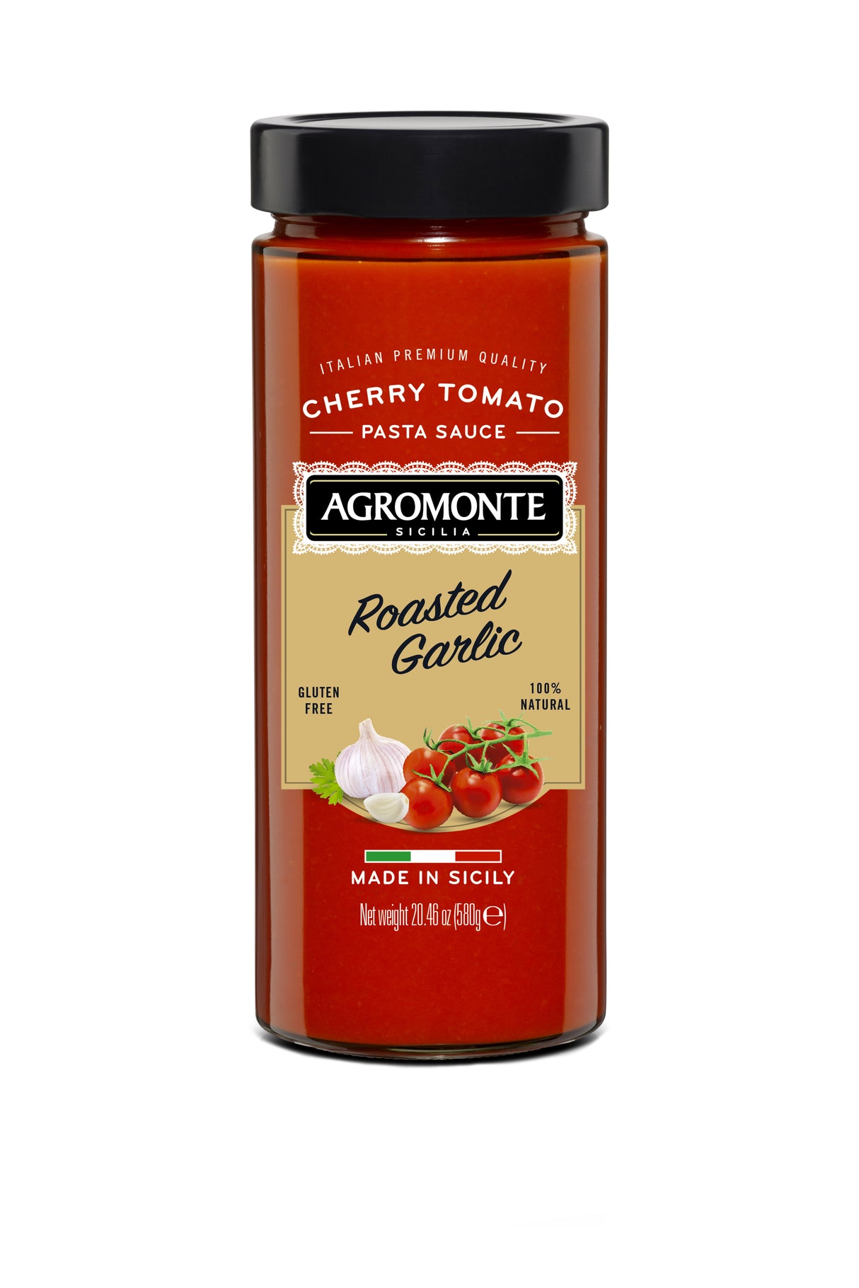 AGROMONTE Cherry Tomato and Roasted Garlic Pasta Sauce, 20.46oz - International Loft