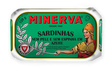 Load image into Gallery viewer, Minerva Gourmet Canned Skinless and boneless Sardines in olive oil
