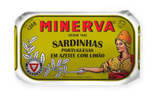 Load image into Gallery viewer, Minerva Gourmet canned whole Sardines in olive oil and lemon

