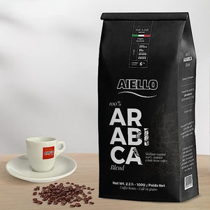 Aiello Caffe Italian Espresso Coffee Beans 2.2 LB Bag Arabica Whole Bean Coffee Blend Freshly Roasted and Blended in Southern Italy - International Loft