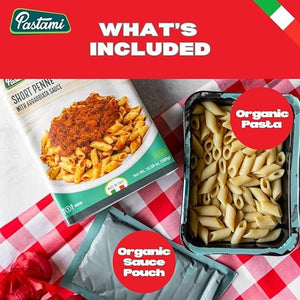 Pastami Organic Ready-To-Eat Microwable Pasta, Short Penne with Arrabbiata Sauce Ready in 90 Sec