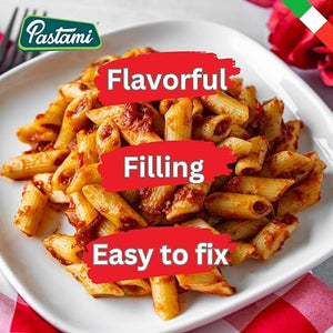 Pastimi Organic Ready-To-Eat Microwable Pasta, Short Penne with Tomato and Basil Sauce Ready in 90 Sec