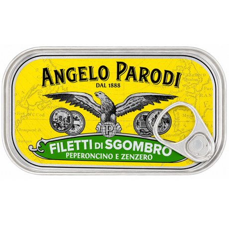 Angelo Parodi Mackerel Fillets in olive oil with Ginger and Pepper - International Loft