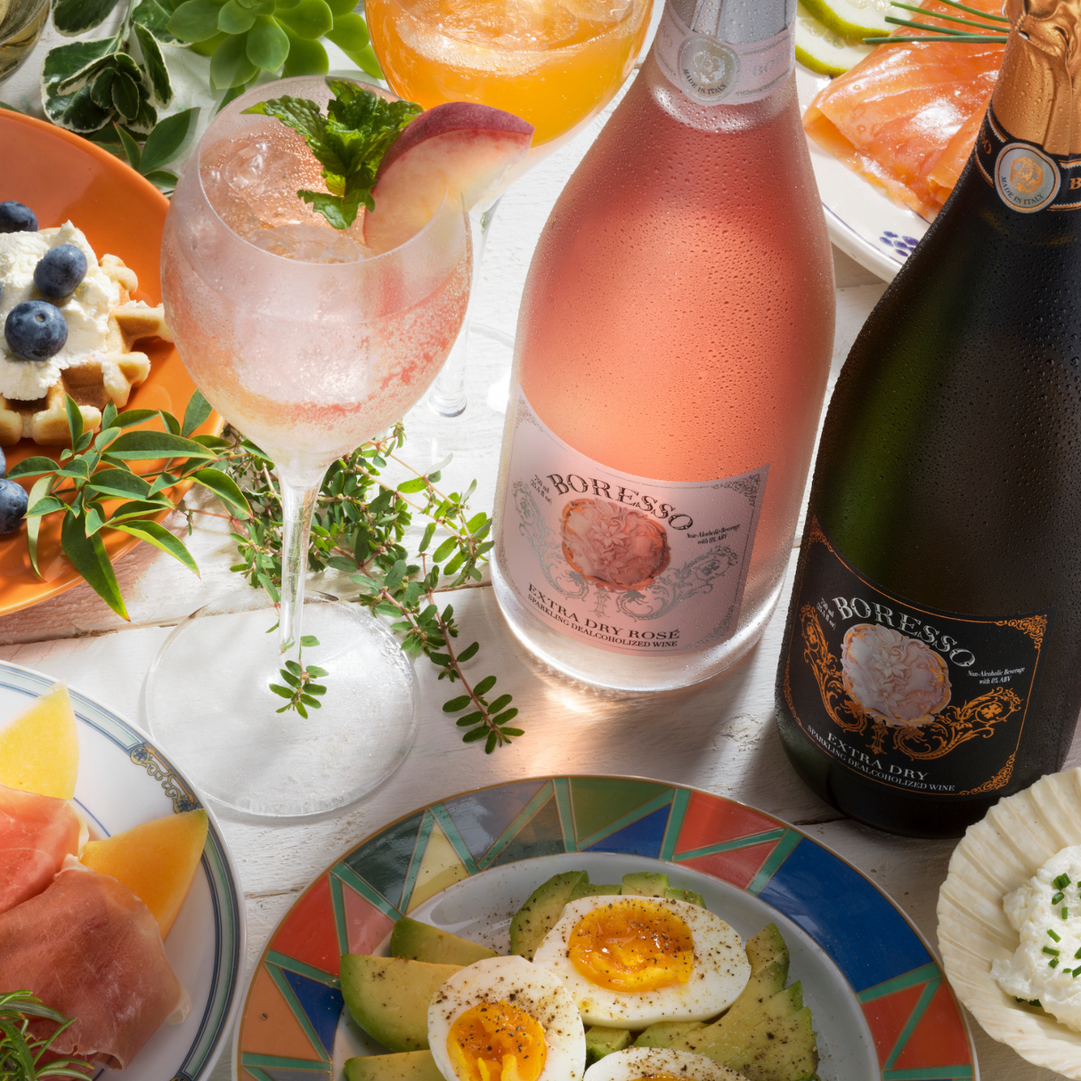 BORESSO Extra Dry Rosé Sparkling Non-alcoholic Wine From Italy, Extra Dry Dealcoholized, 750ml (25.4 fl oz) Bottle with Gift Box
