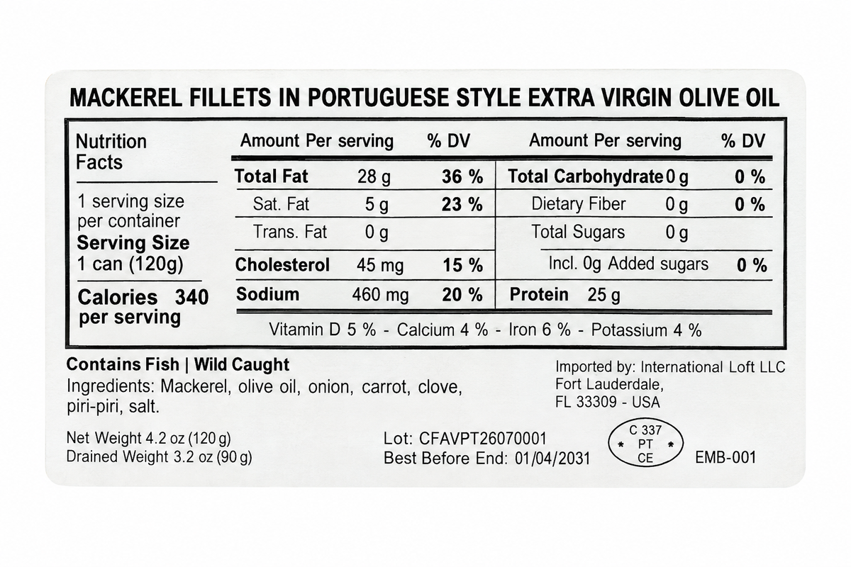 Manná Mackerel Fillets in Olive Oil with Curry & Chilli Pepper – 4.2 oz (120 g)