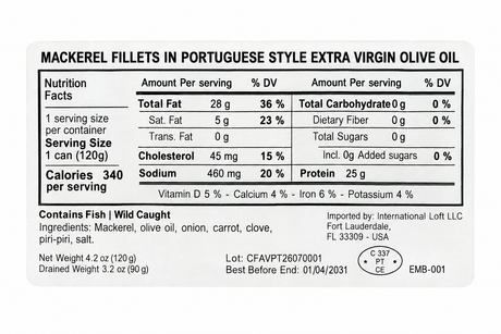 Manná Portuguese-Style Mackerel Fillets in Extra Virgin Olive Oil – 4.2 oz (120 g)