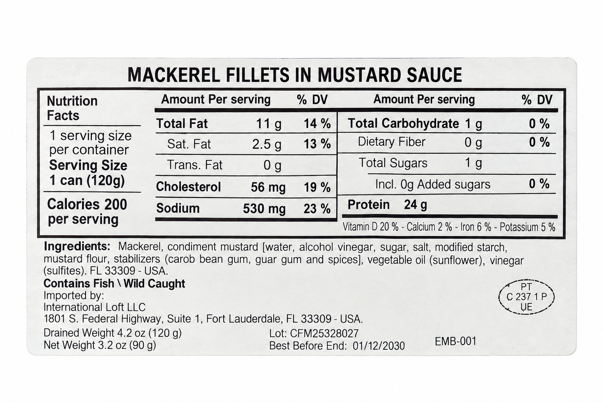 Manná Mackerel Fillets in Mustard Sauce – 4.2 oz (120 g)