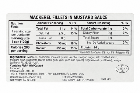 Manná Mackerel Fillets in Mustard Sauce – 4.2 oz (120 g)