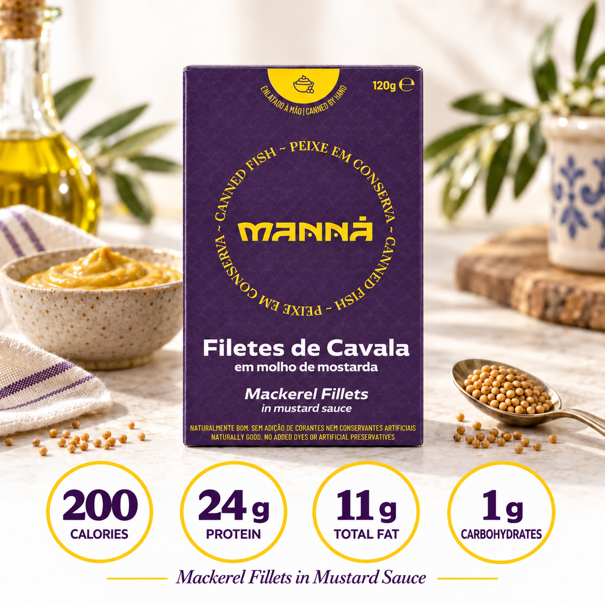 Manná Mackerel Fillets in Mustard Sauce – 4.2 oz (120 g)