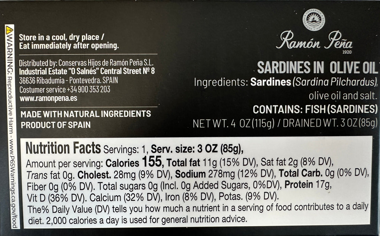 Ramon Pena Sardines in Olive Oil 4 oz (115g) - International Loft