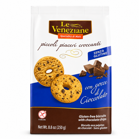 Le Veneziane Gluten Free Cookies with Chocolate Chip 8.8 oz | 250g - International Loft