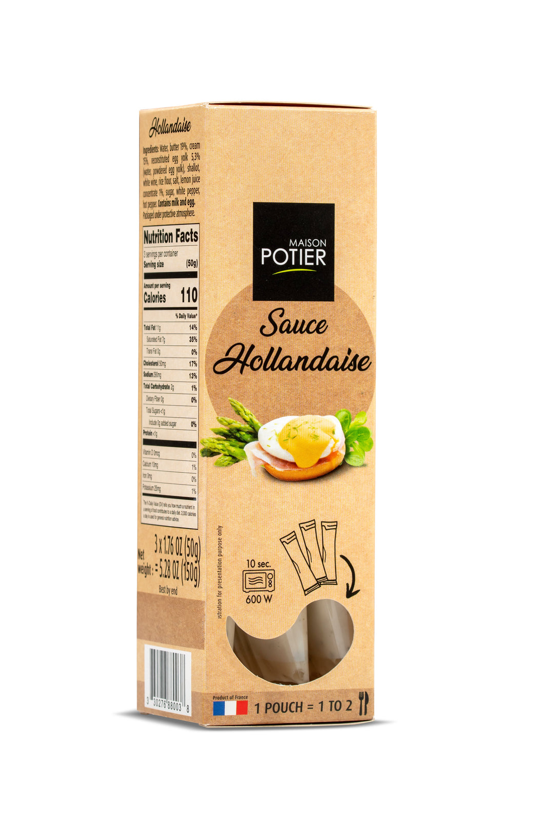 Maison Potier Hollandaise Sauce, The Authentic Sauce N. 9, Three Pouch Pack (5.28 Ounce)