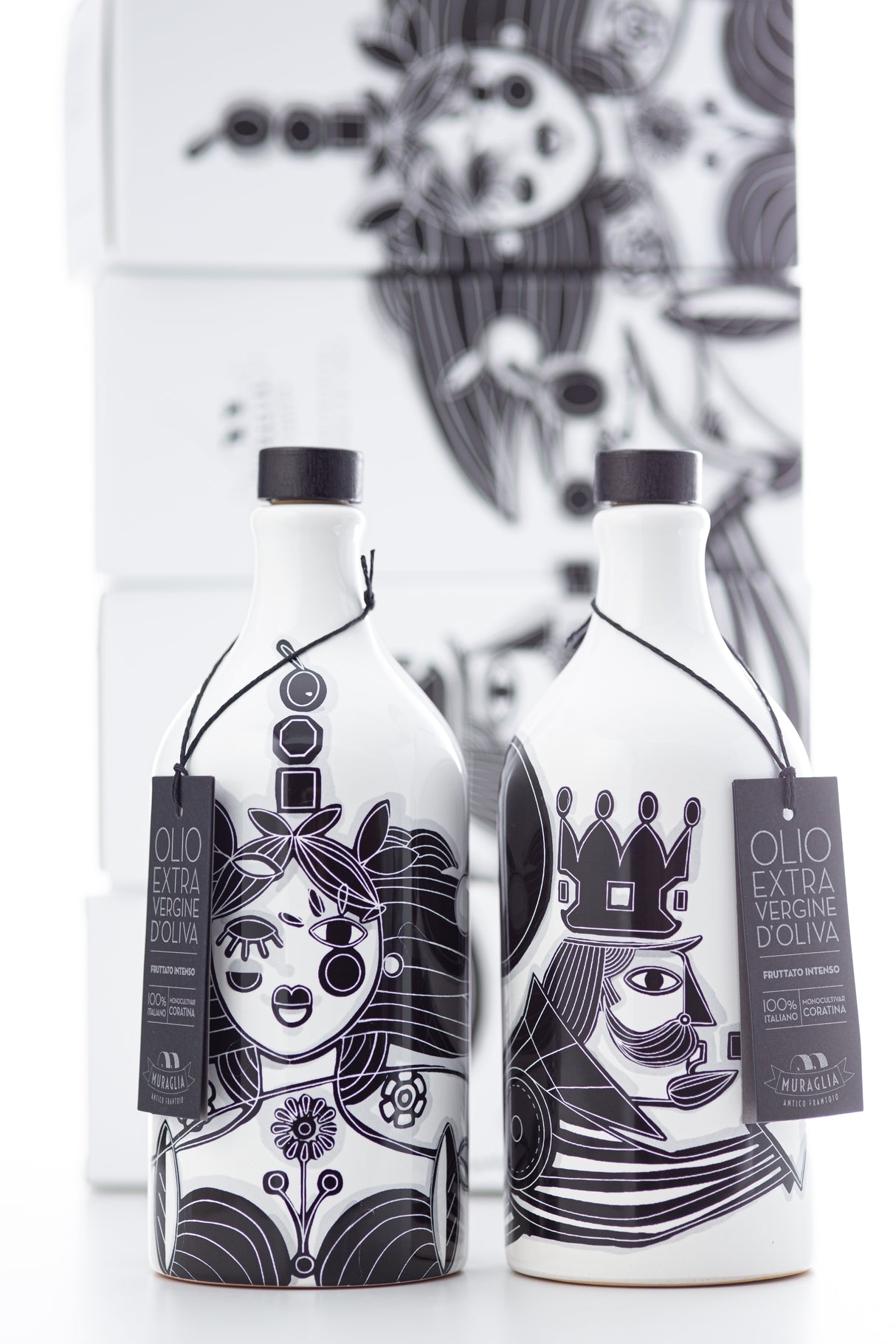 Antico Frantoio Muraglia, Italian Extra Virgin Olive Oil, Mother Nature Ceramic Jar Ceramic Bottle 17 Fl.oz - International Loft