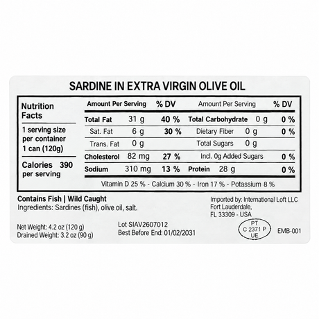 Manná Sardines in Extra Virgin Olive Oil – 4.2 oz (120 g)
