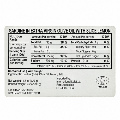 Manná Sardines with Lemon in Extra Virgin Olive Oil – 4.2 oz (120 g)