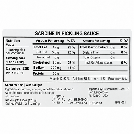 Manná Sardines in Portuguese Escabeche Sauce – 4.2 oz (120 g)