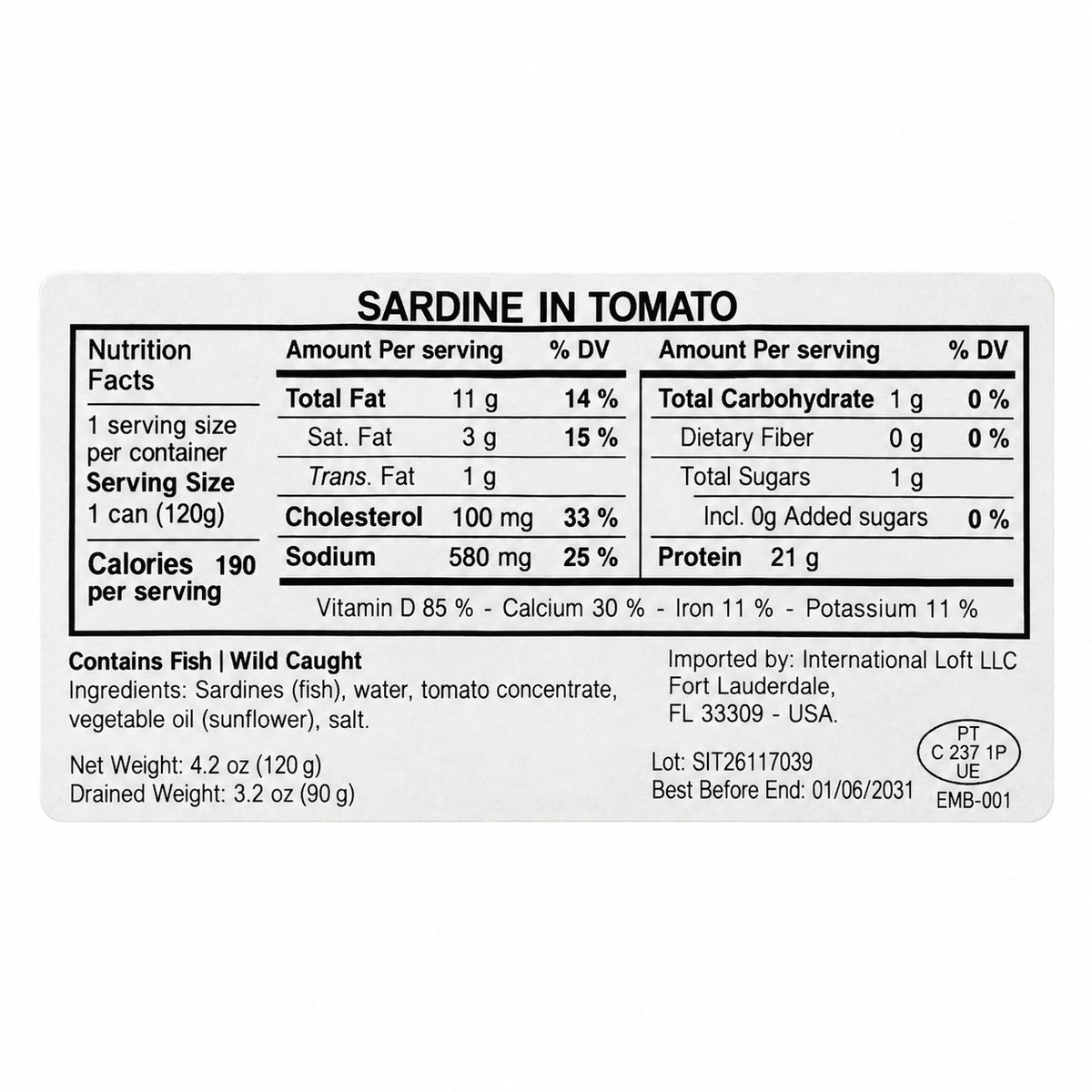 Manná Sardines in Tomato Sauce – 4.2 oz (120 g)