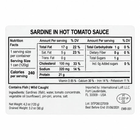 Manná Sardines in Hot Tomato Sauce – 4.2 oz (120 g)
