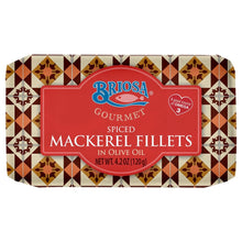 Load image into Gallery viewer, Briosa Gourmet Spiced Mackerel Fillets in Olive Oil
