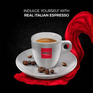 Aiello Caffé Naturally Decaffeinated Italian Espresso Capsules Pack, 50 Count Single Cup Coffee Pods Compatible with Nespresso Original Machines - International Loft