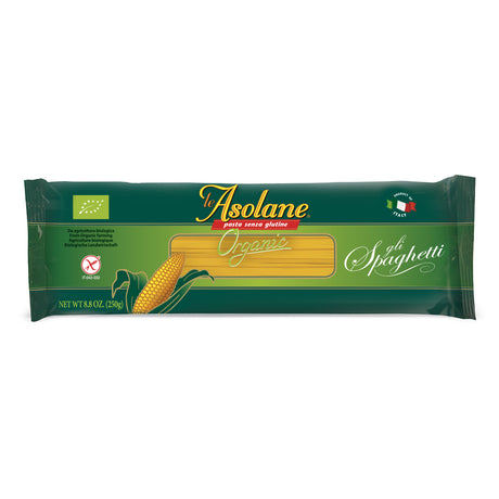 Le Asolane Certified Organic Gluten Free Spaghetti Pasta Authentic Imported Italian Gourmet Pasta from Select Premium Grade Corn Flour 8.8 oz package - International Loft