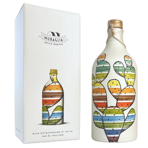 Antico Frantoio Muraglia, Premium Italian Extra Virgin Olive Oil, Pop Art Collection CACTUS, Collectible Handmade Ceramic Bottle 17 Fl.oz - International Loft