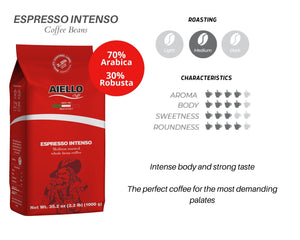 Aiello Caffé Italian Espresso Intenso Coffee Beans, Medium Roasted Whole Bean Coffee Blend - International Loft