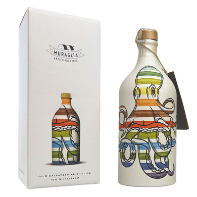 Antico Frantoio Muraglia, Premium Italian Extra Virgin Olive Oil, Pop Art Collection OCTOPUS, Collectible Handmade Ceramic Bottle 17 Fl.oz - International Loft