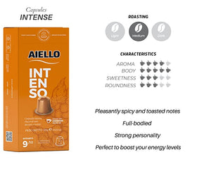 Aiello Caffe Italian Espresso 10 Capsule Pack Compatible with Nespresso Original Machine Single Cup Coffee Pods (Intenso) - International Loft