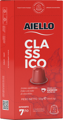 Aiello Caffe Italian Espresso 10 Capsule Pack Compatible with Nespresso Original Machine Single Cup Coffee Pods (Classic) - International Loft