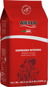 Aiello Caffé Italian Espresso Intenso Coffee Beans, Medium Roasted Whole Bean Coffee Blend - International Loft