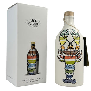 Antico Frantoio Muraglia, Premium Italian Extra Virgin Olive Oil, Pop Art Collection LOBSTER, Collectible Handmade Ceramic Bottle 17 Fl.oz - International Loft
