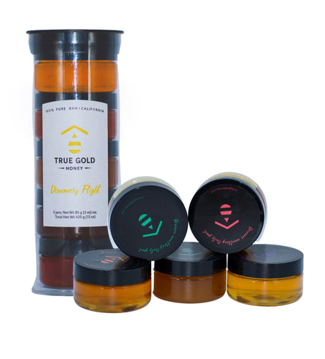 True Gold Honey Discovery Flight, 100% pure California honey variety pack - International Loft