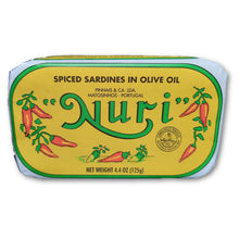 Load image into Gallery viewer, NURI Portuguese SPICED Sardines in Pure Olive Oil - International Loft
